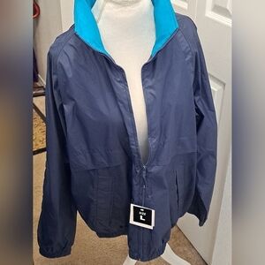 NWT Tri-Mountain Men's Mock Neck  Hooded Waterproof Rain Jacket Size L